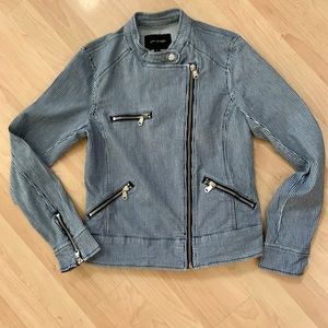 Banana Republic striped stretch zip up moto jacket S